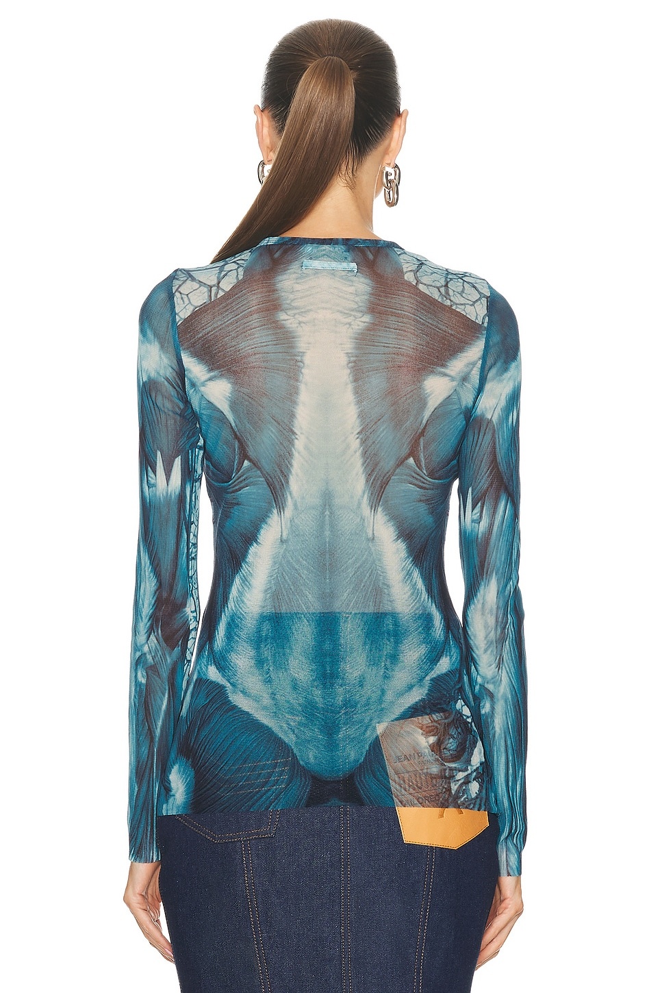 Ecorche Mesh Printed Long Sleeve Top - 3