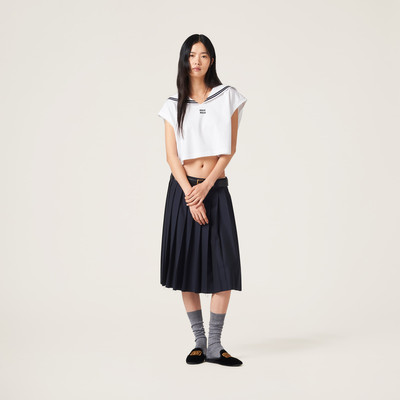 Miu Miu Cotton jersey top with embroidered logo outlook