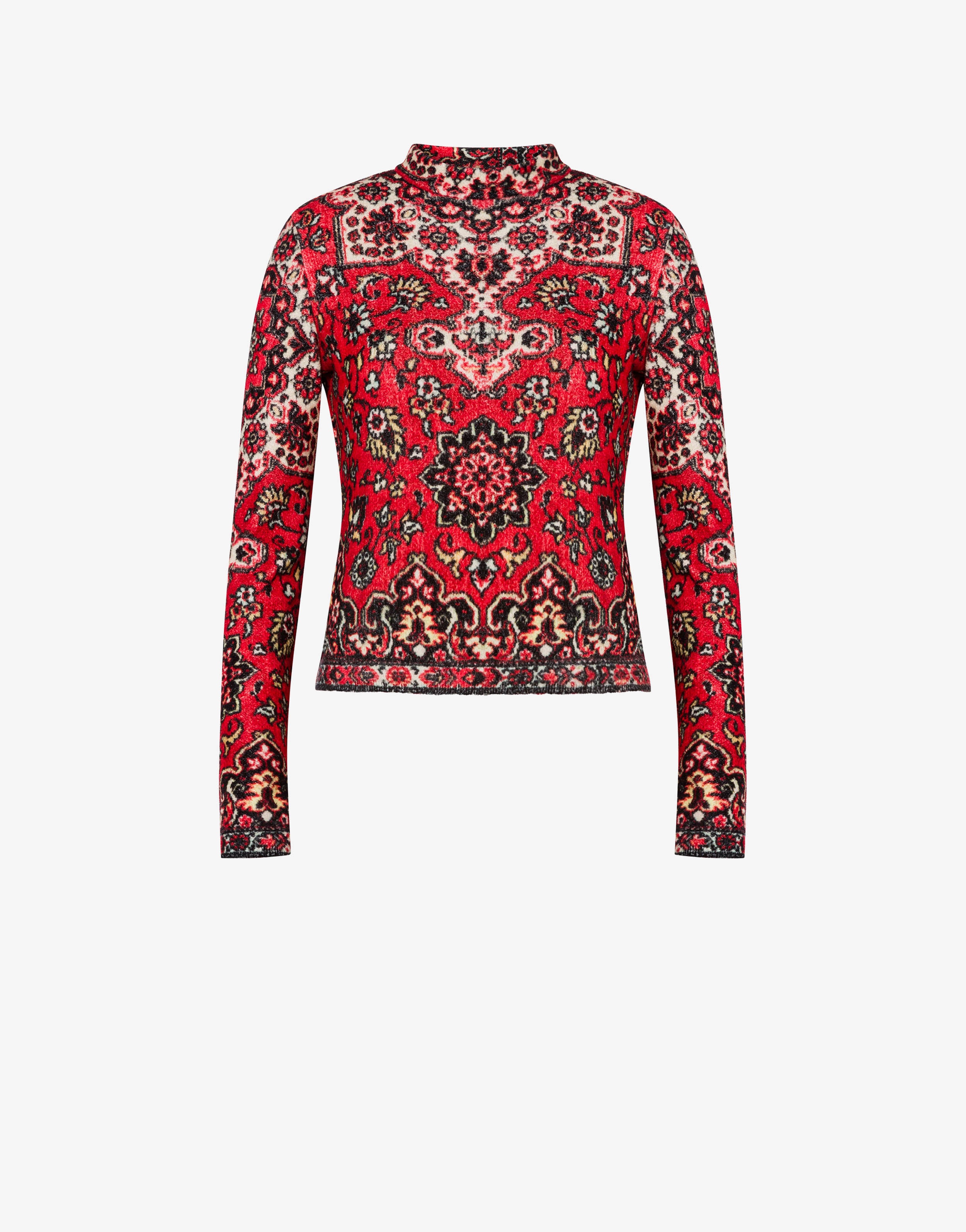 RUG PRINT STRETCH VELVET PULLOVER - 1
