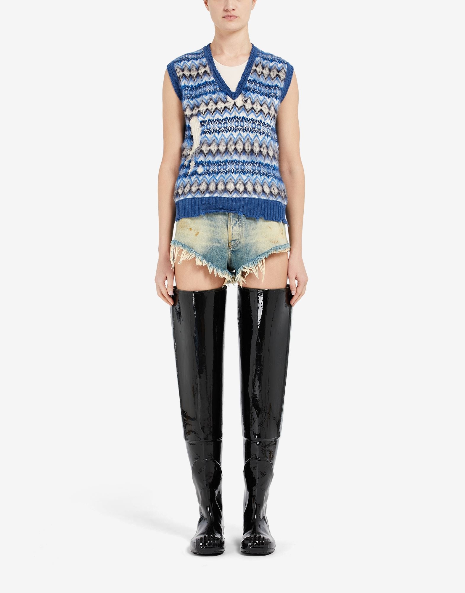 Raw edge denim shorts - 2