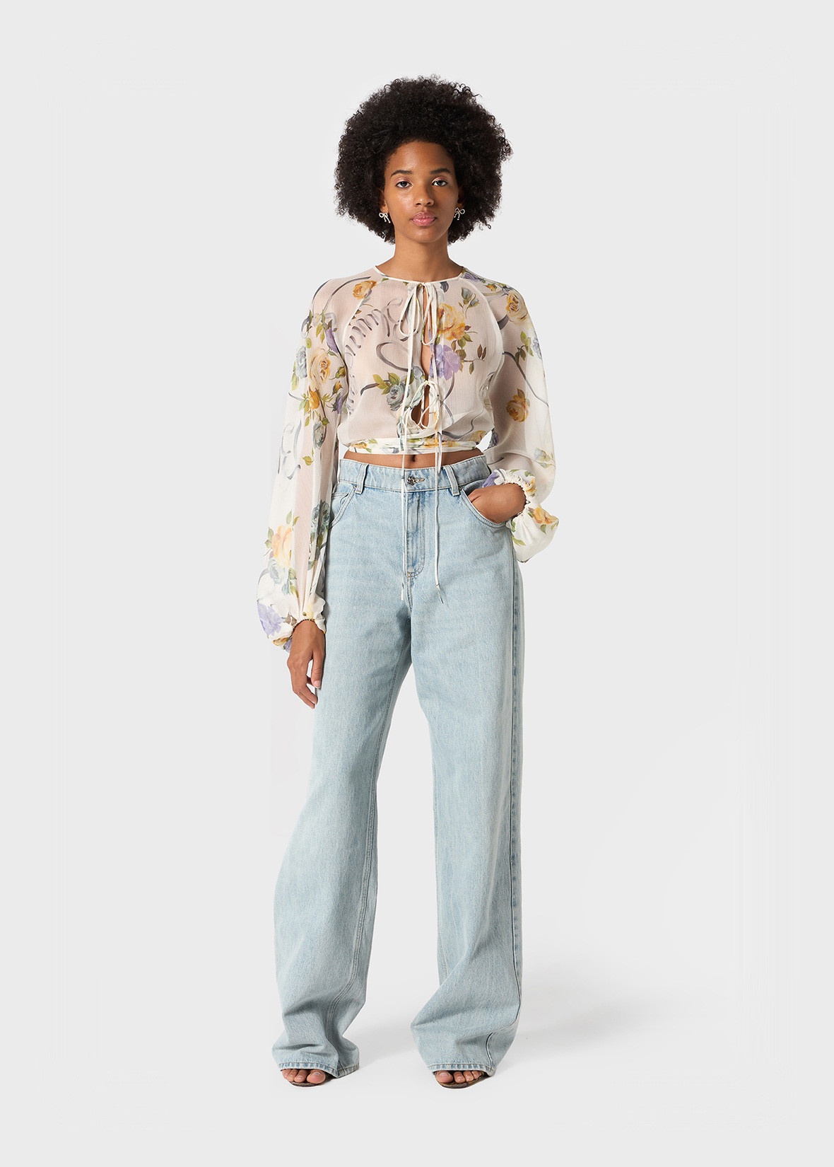 PRINTED CREPONNE BLOUSE - 2