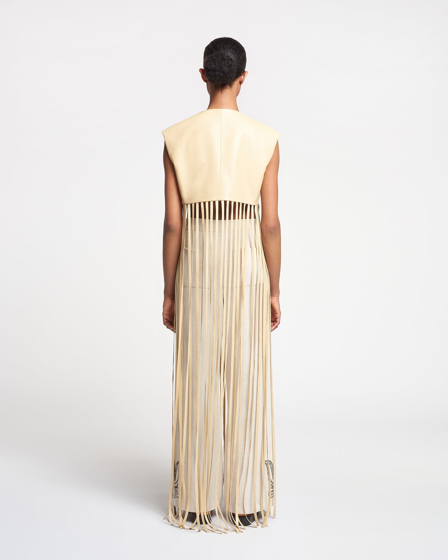 Fringed Regenerated Leather Vest - 5