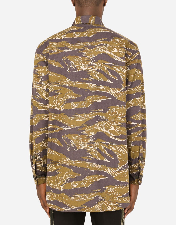 Camouflage-print cotton shirt with patch - 2