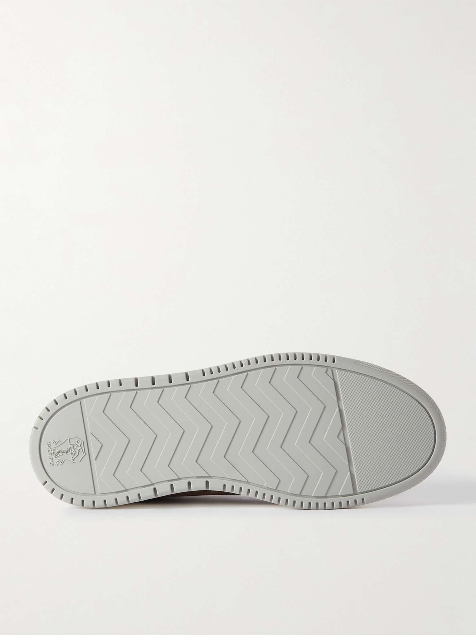 Suede-Trimmed Perforated Leather Sneakers - 3