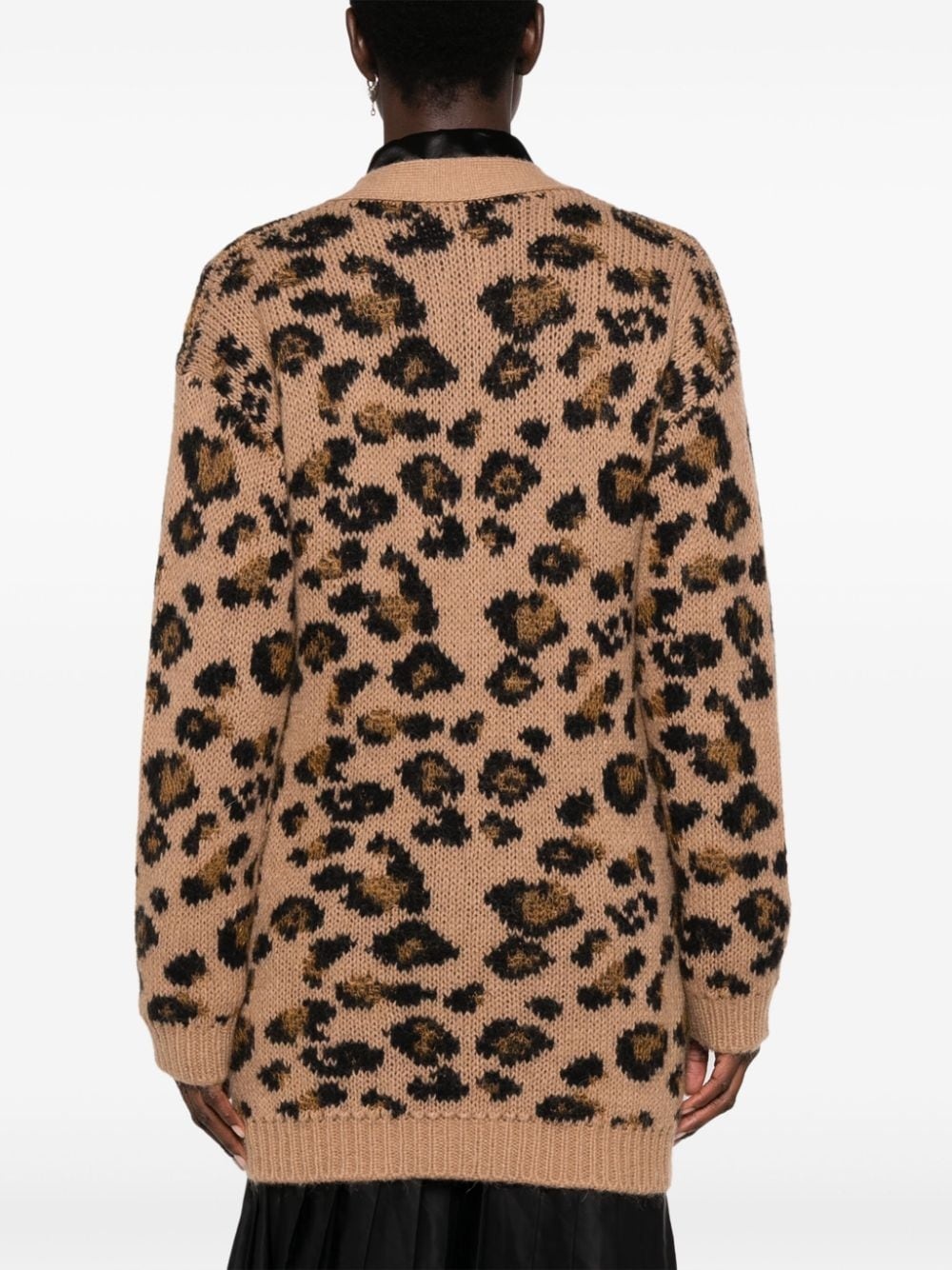 leopard-intarsia V-neck cardigan - 4