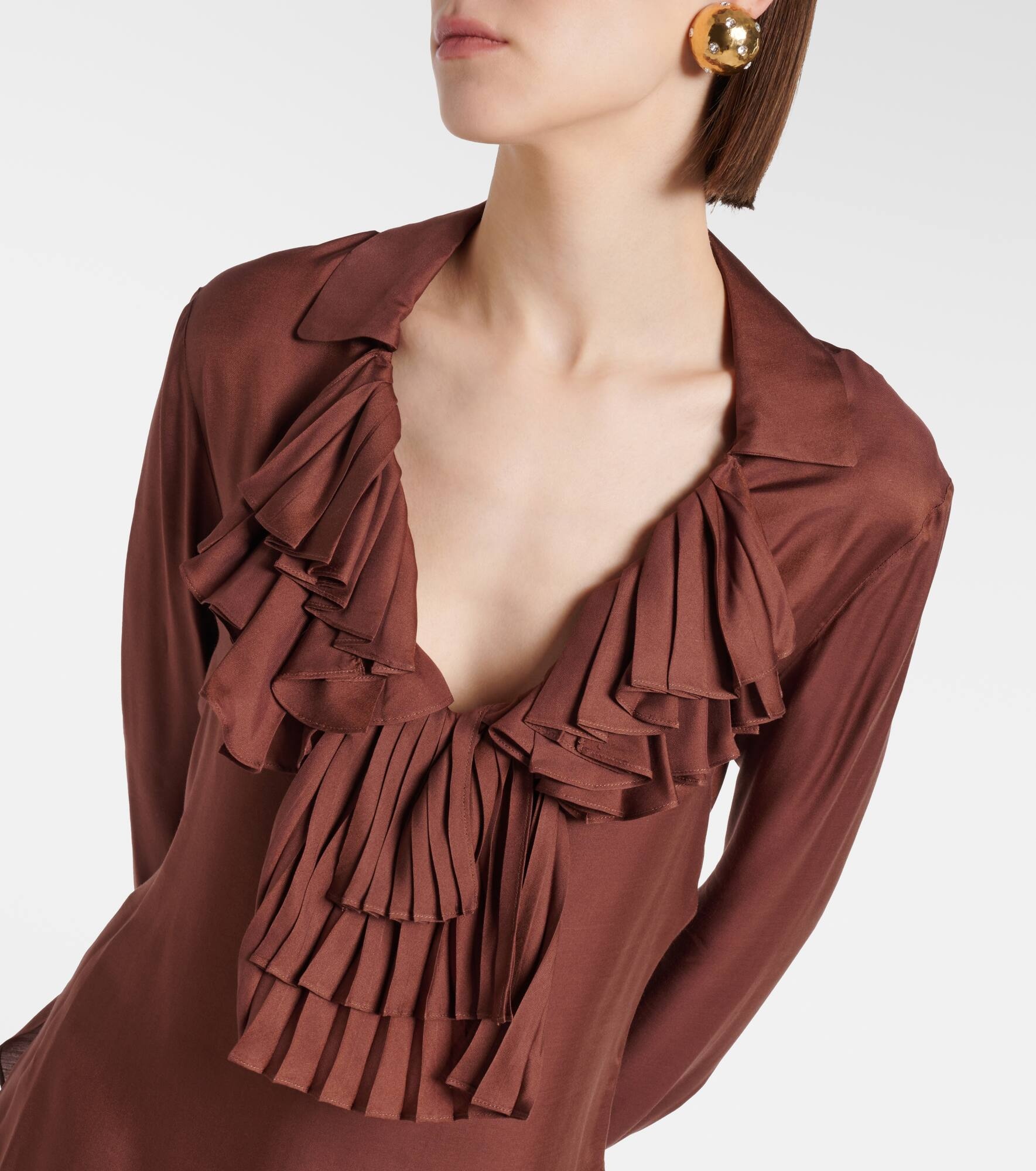 Ruffled twill blouse - 4