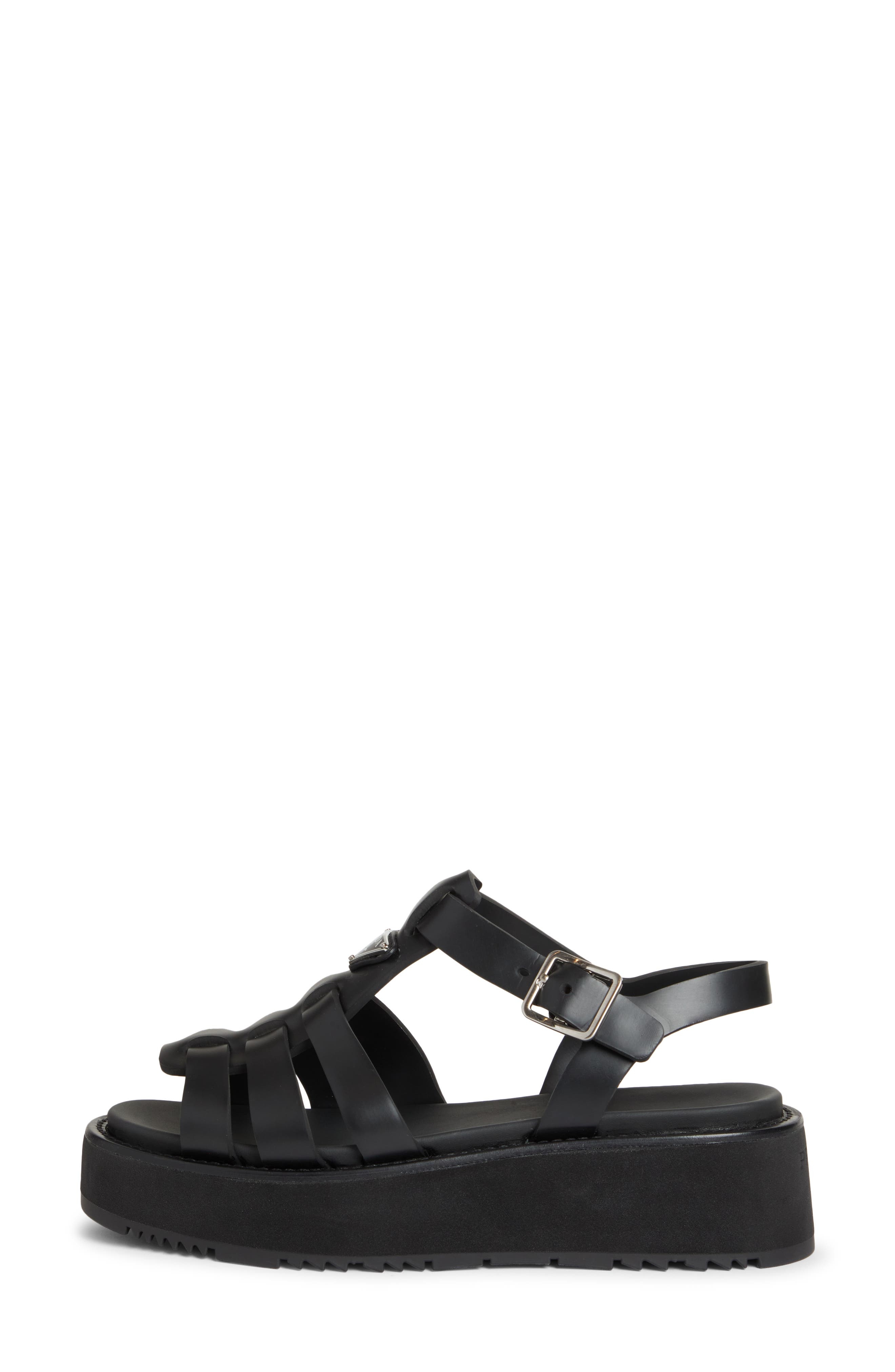 Prada Platform Cage Sandal in Nero at Nordstrom - 3