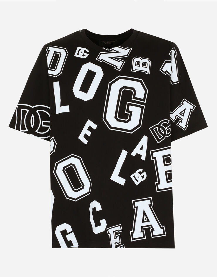 Cotton T-shirt with all-over DG logo print - 1