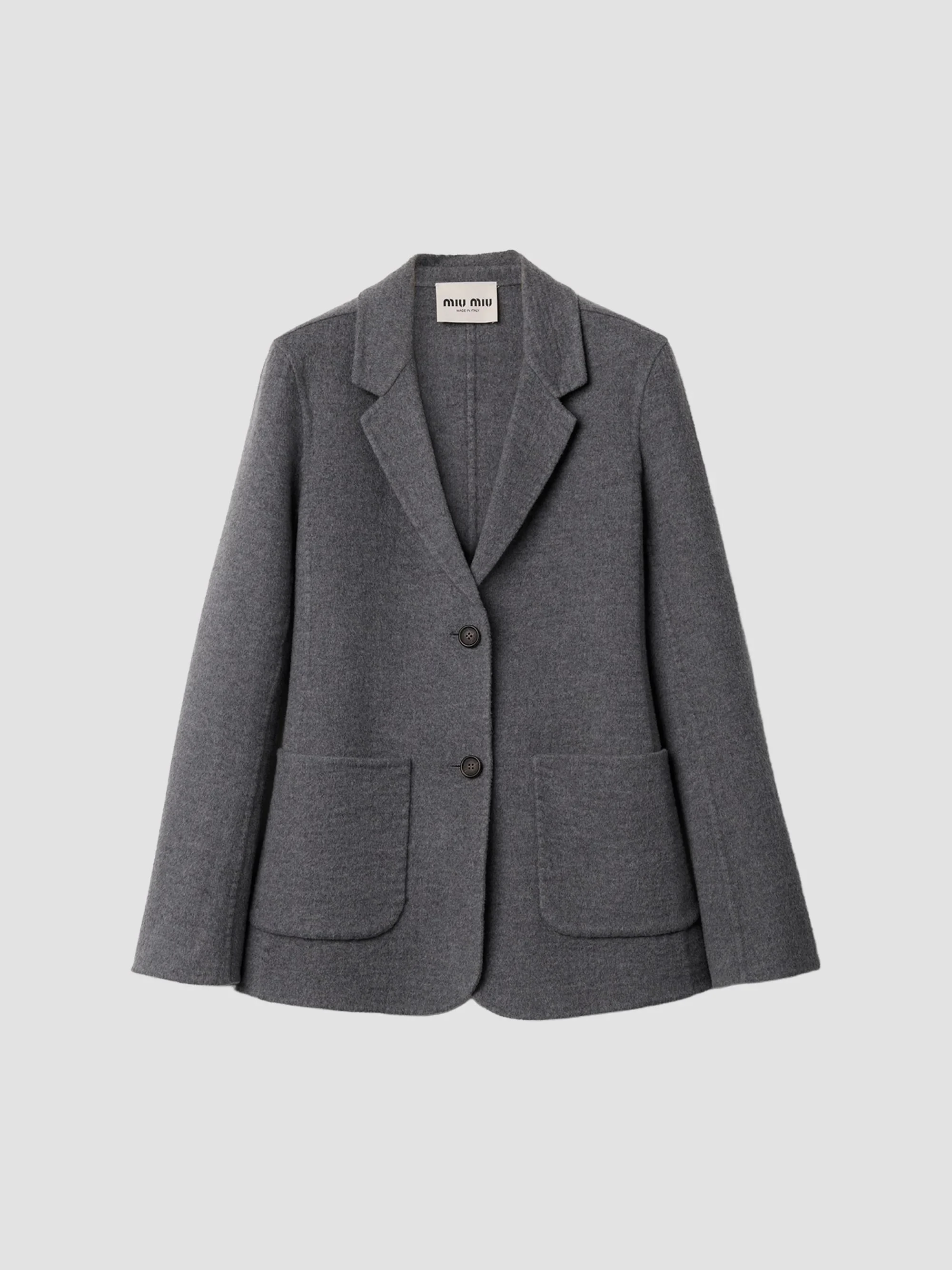 Women's Single-Breasted Double Wool Jacket - Grey - 1