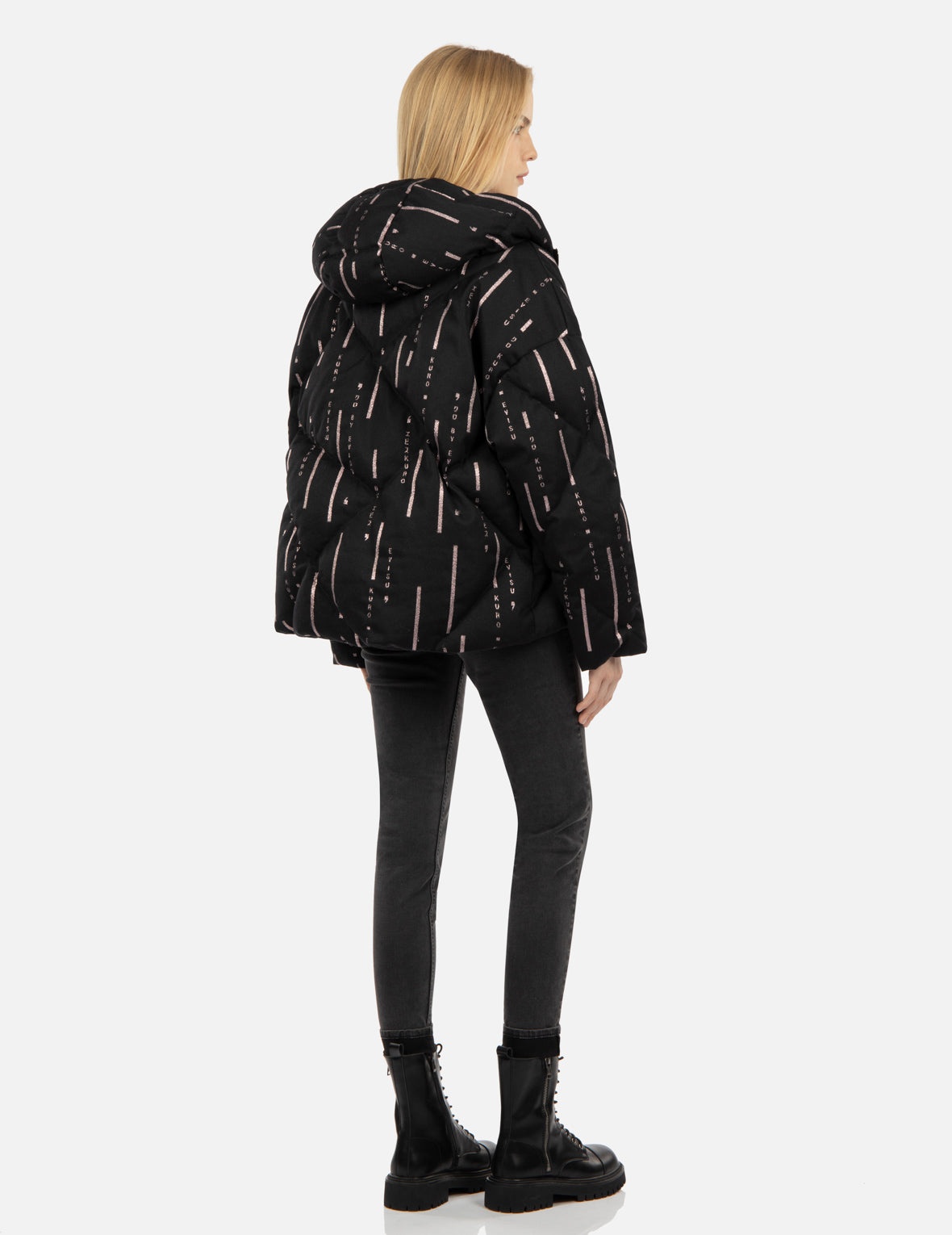 Monogram Metallic Logo Print Down Jacket - 4