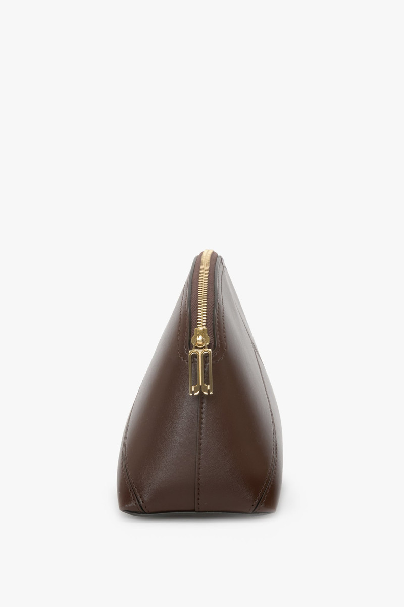 Victoria Large Travel Pouch In Dark Brown Smooth Leather 3