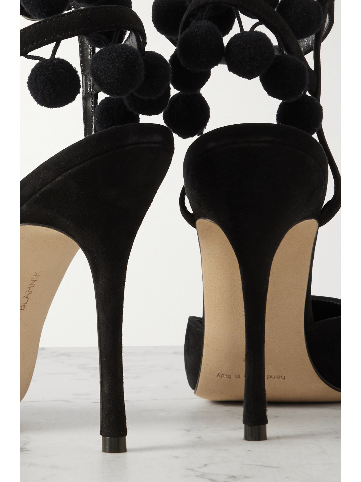 Tumusami 105 Pom Pom-embellished Suede Pumps - 4