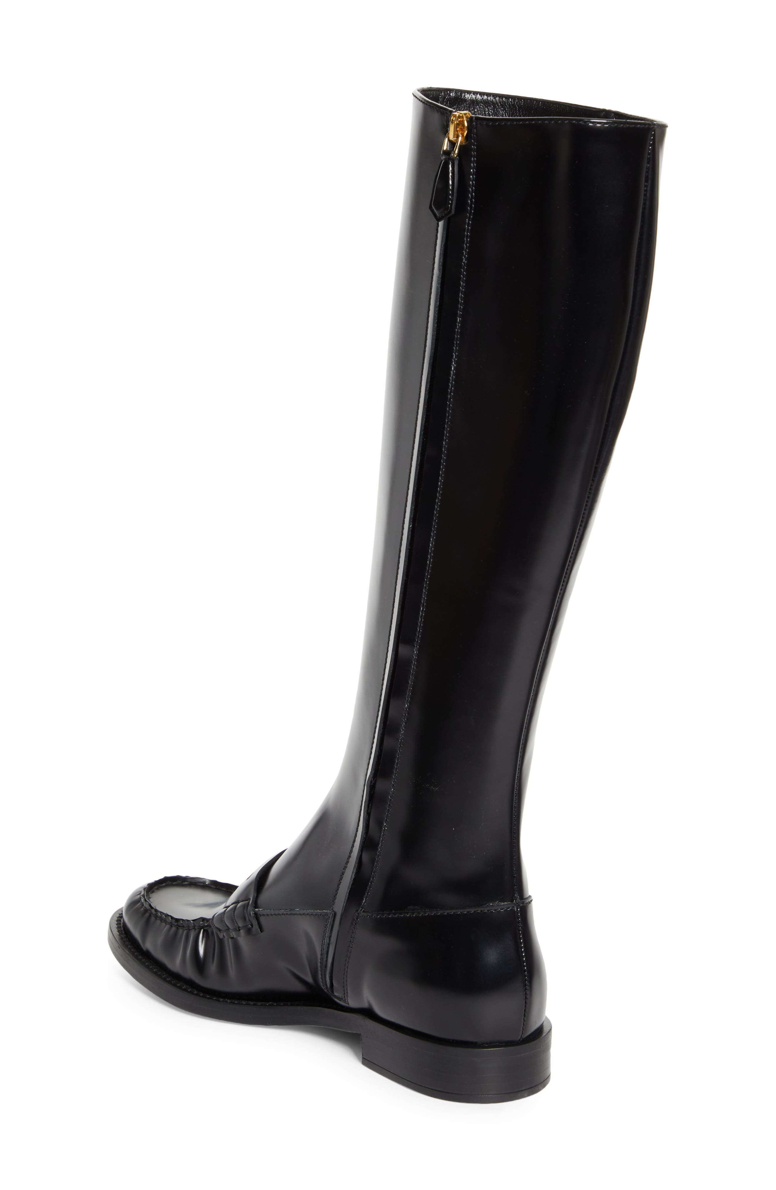 Prada Knee High Loafer Boot in Nero at Nordstrom - 2