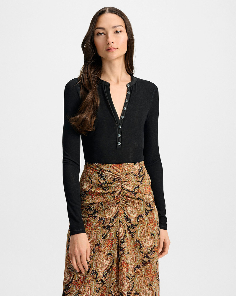 VERONICA BEARD DREXLER RIBBED HENLEY TOP outlook