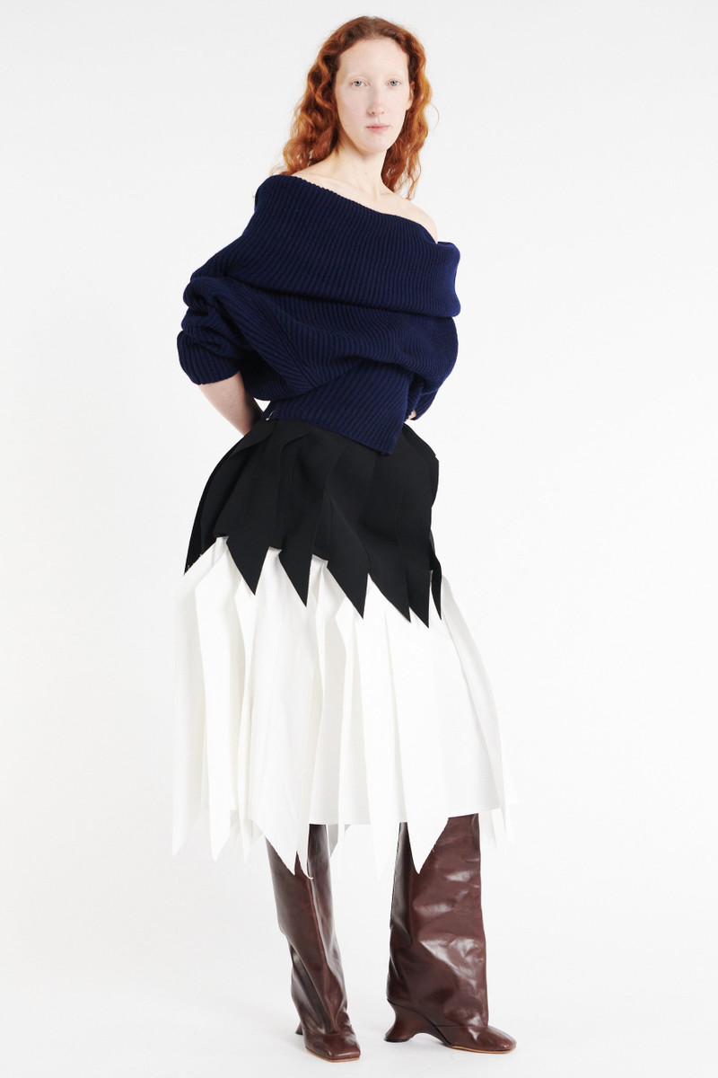 A.W.A.K.E. MODE A-LINE SKIRT WITH PANEL BLACK WHITE outlook