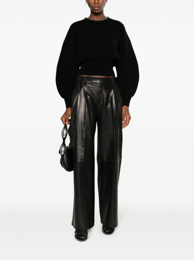 Alexander Wang pleated wide-leg leather trousers outlook