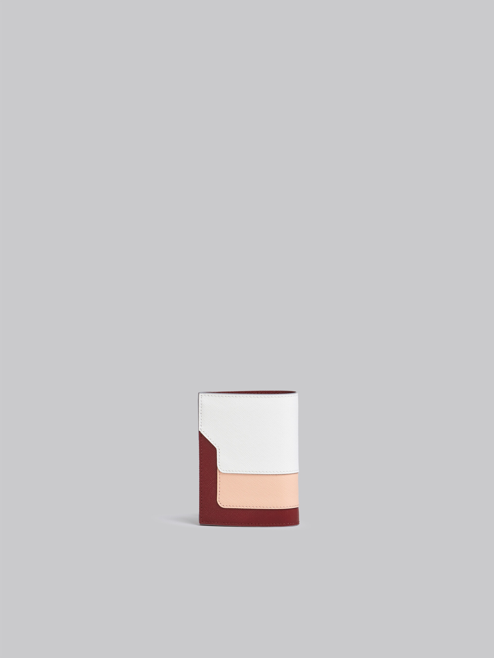 WHITE PINK AND RED SAFFIANO LEATHER BI-FOLD WALLET - 3