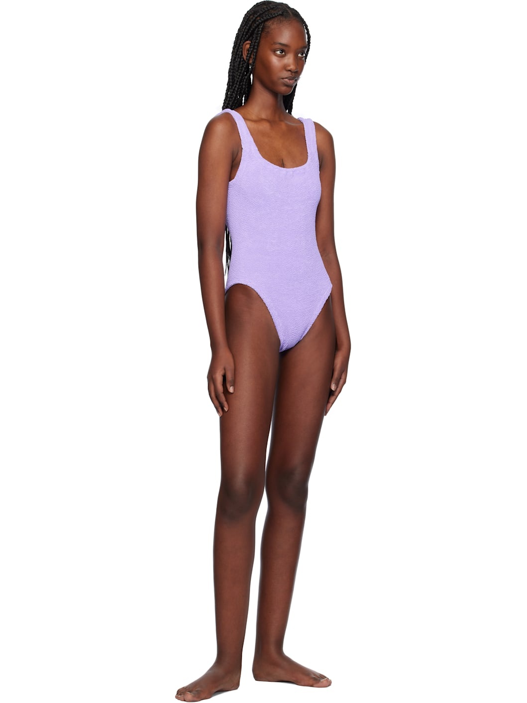 Purple Square Neck Swimsuit - 4