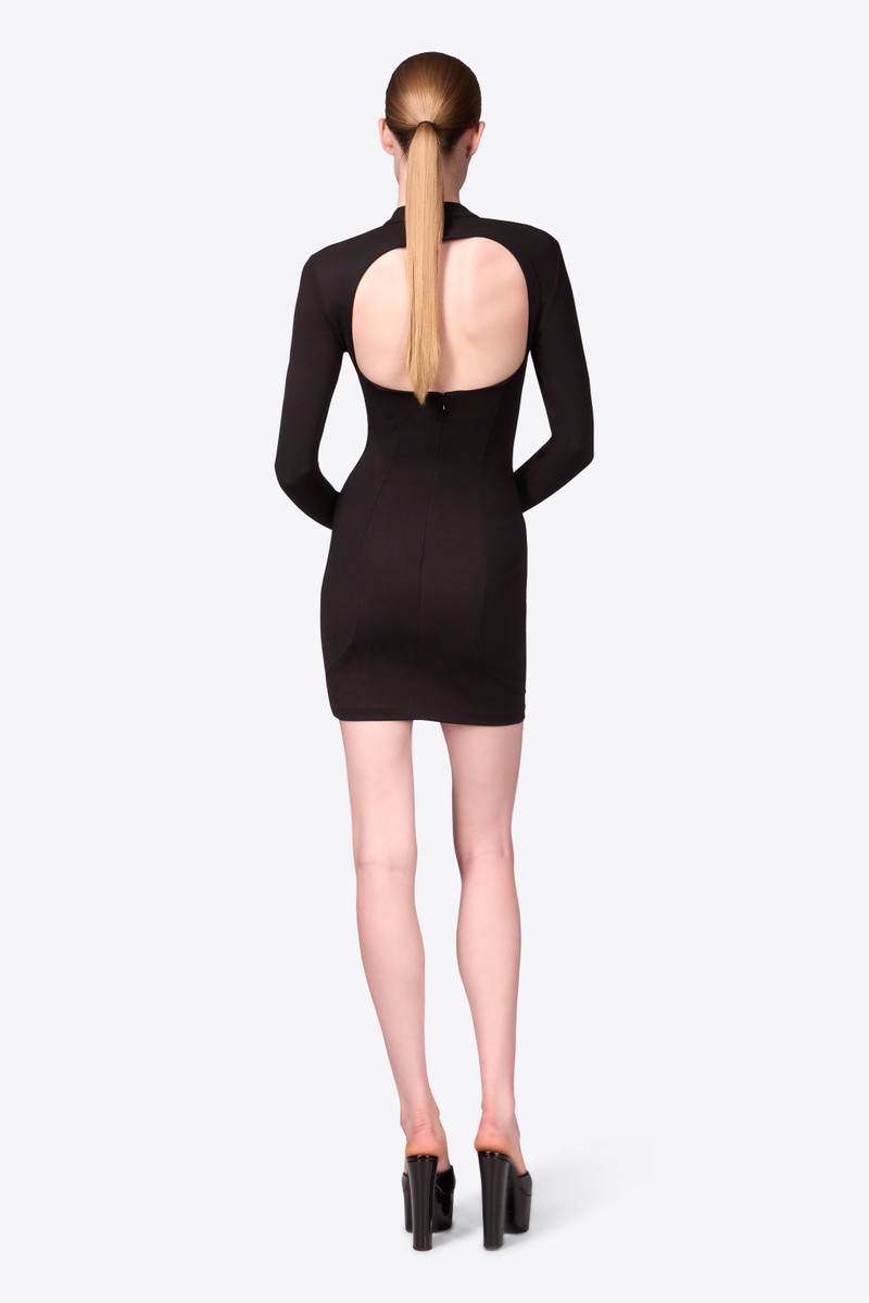 CRYSTAL EMBELLISHED BUSTIER CUP LONG SLEEVE DRESS 6