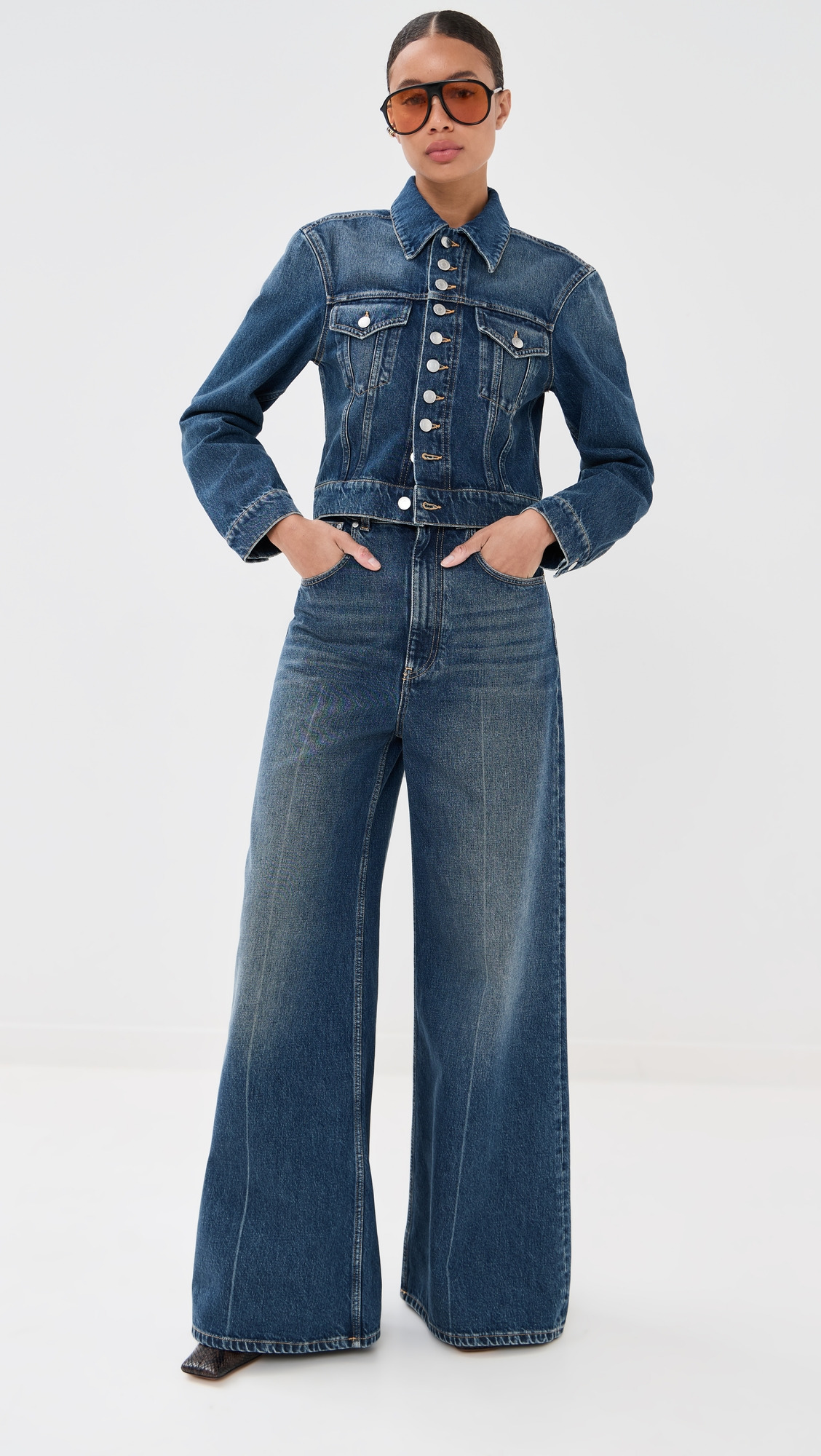 Dark Blue Button Up Denim Jacket - 4