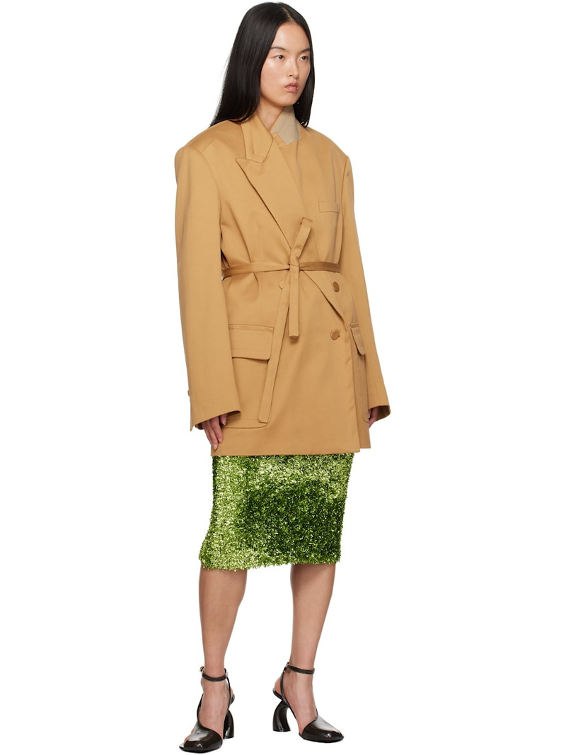 Dries Van Noten Green Tinsel Midi Skirt outlook