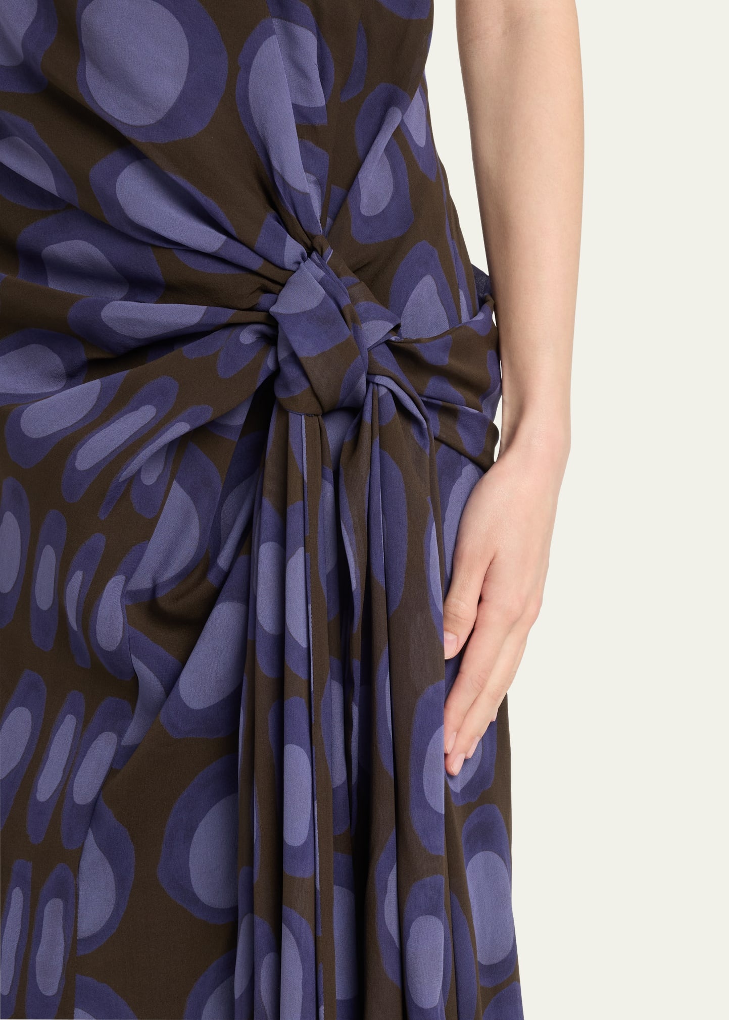 Halter Wiggle Dot Sarong Silk Maxi Dress - 5