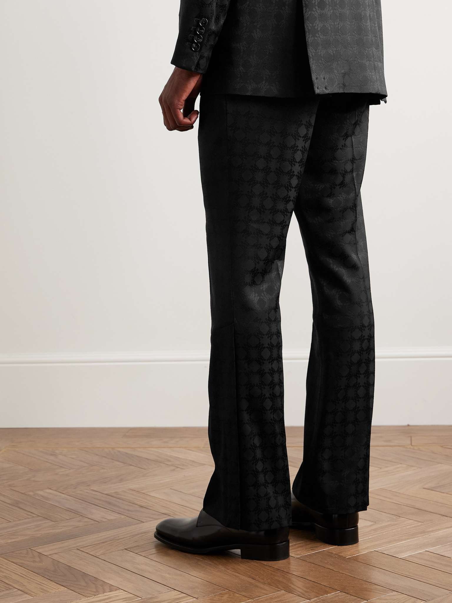 Quad Kick Slim-Fit Flared Satin-Jacquard Suit Trousers - 4