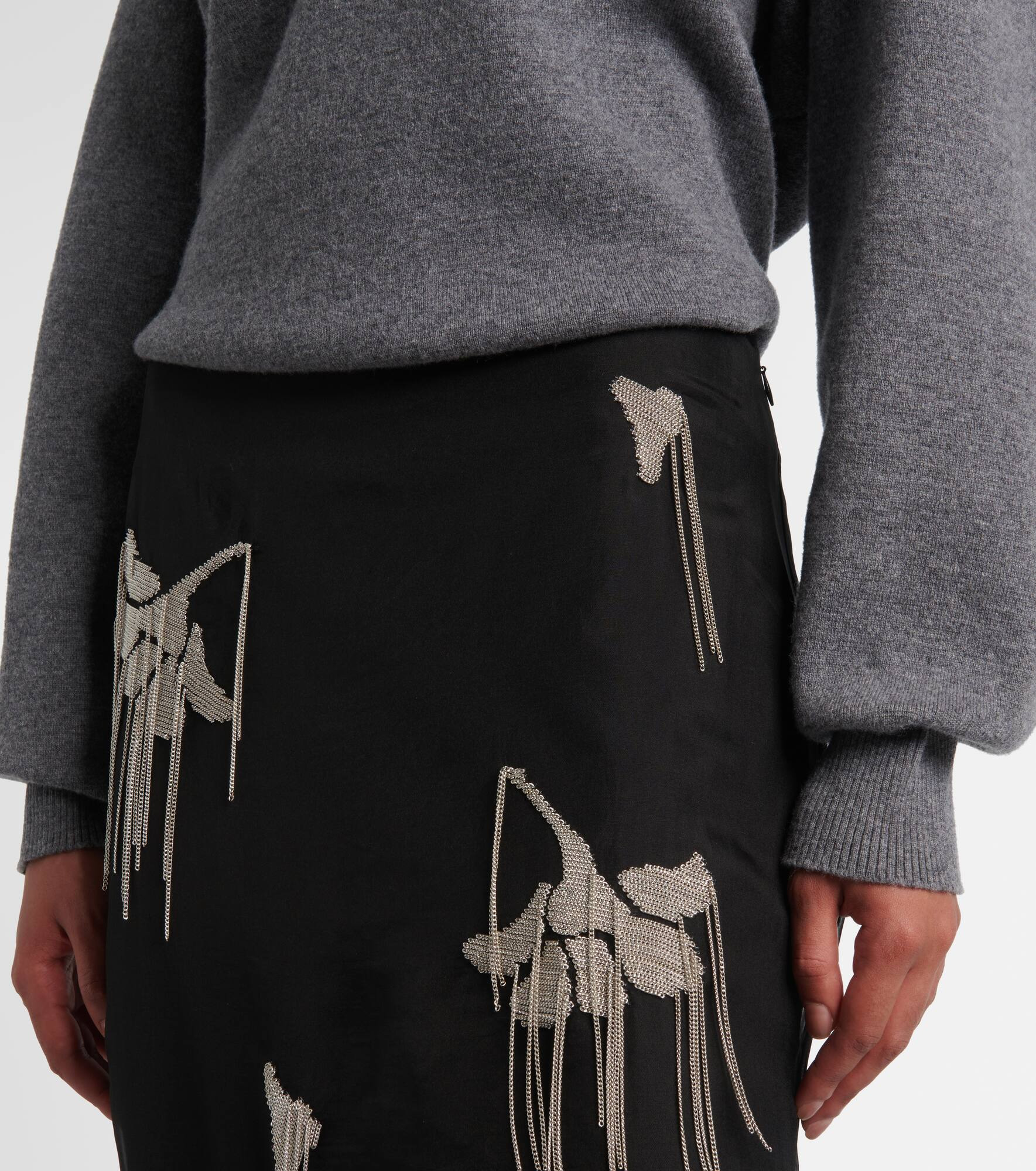 Embellished silk midi skirt - 4