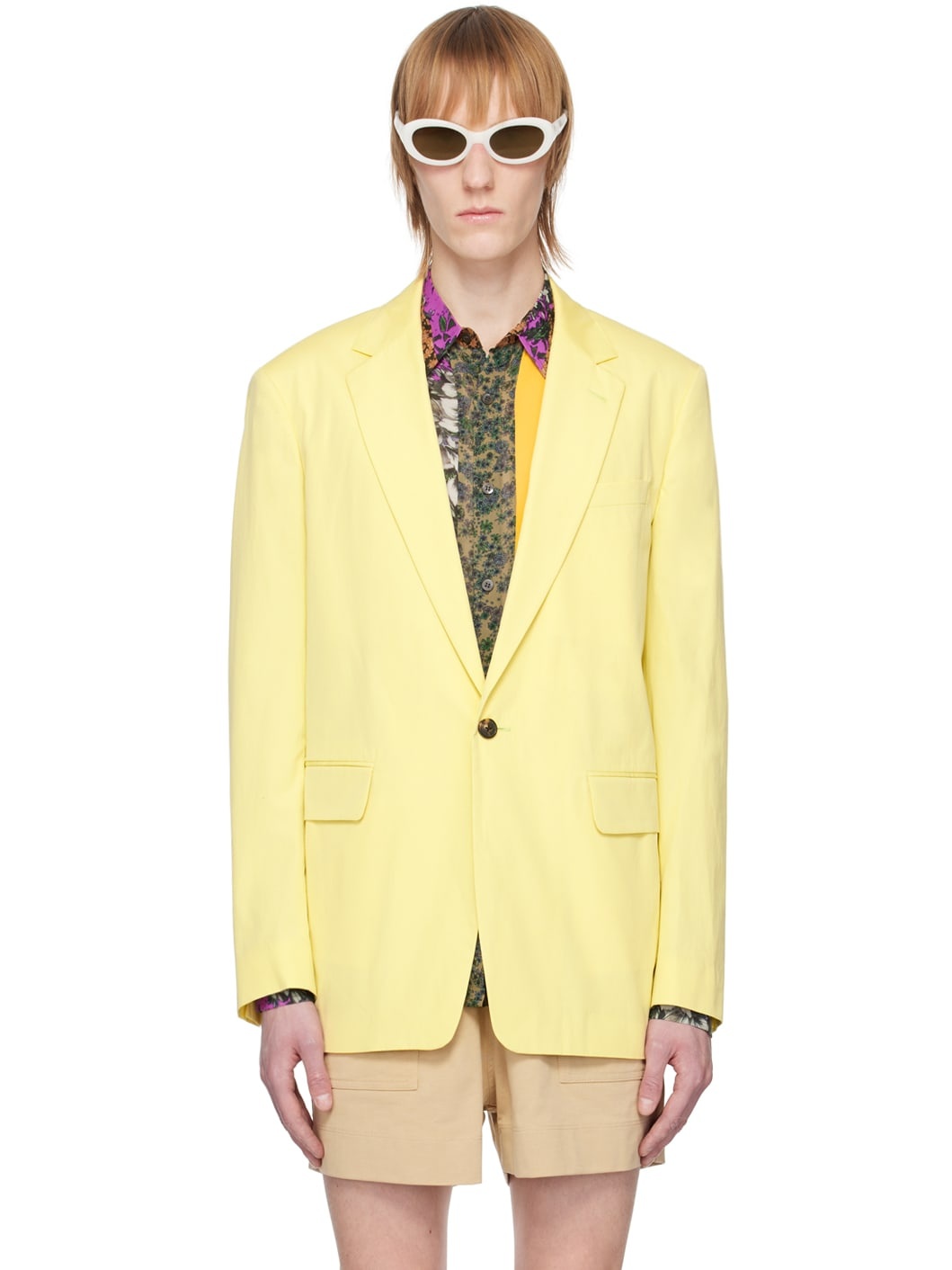 Yellow Notched Blazer - 1