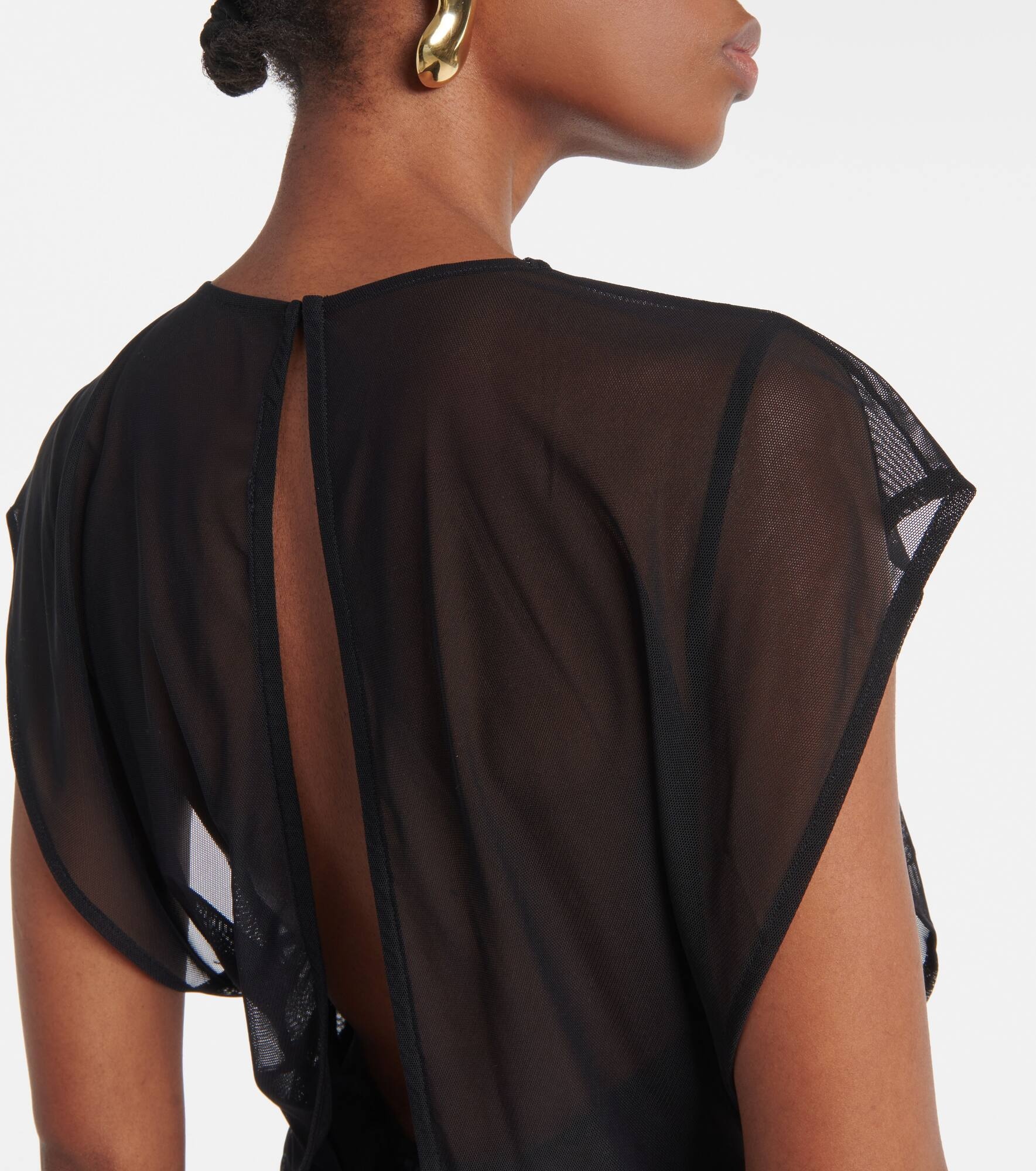 Flocked open-back tulle maxi dress - 6
