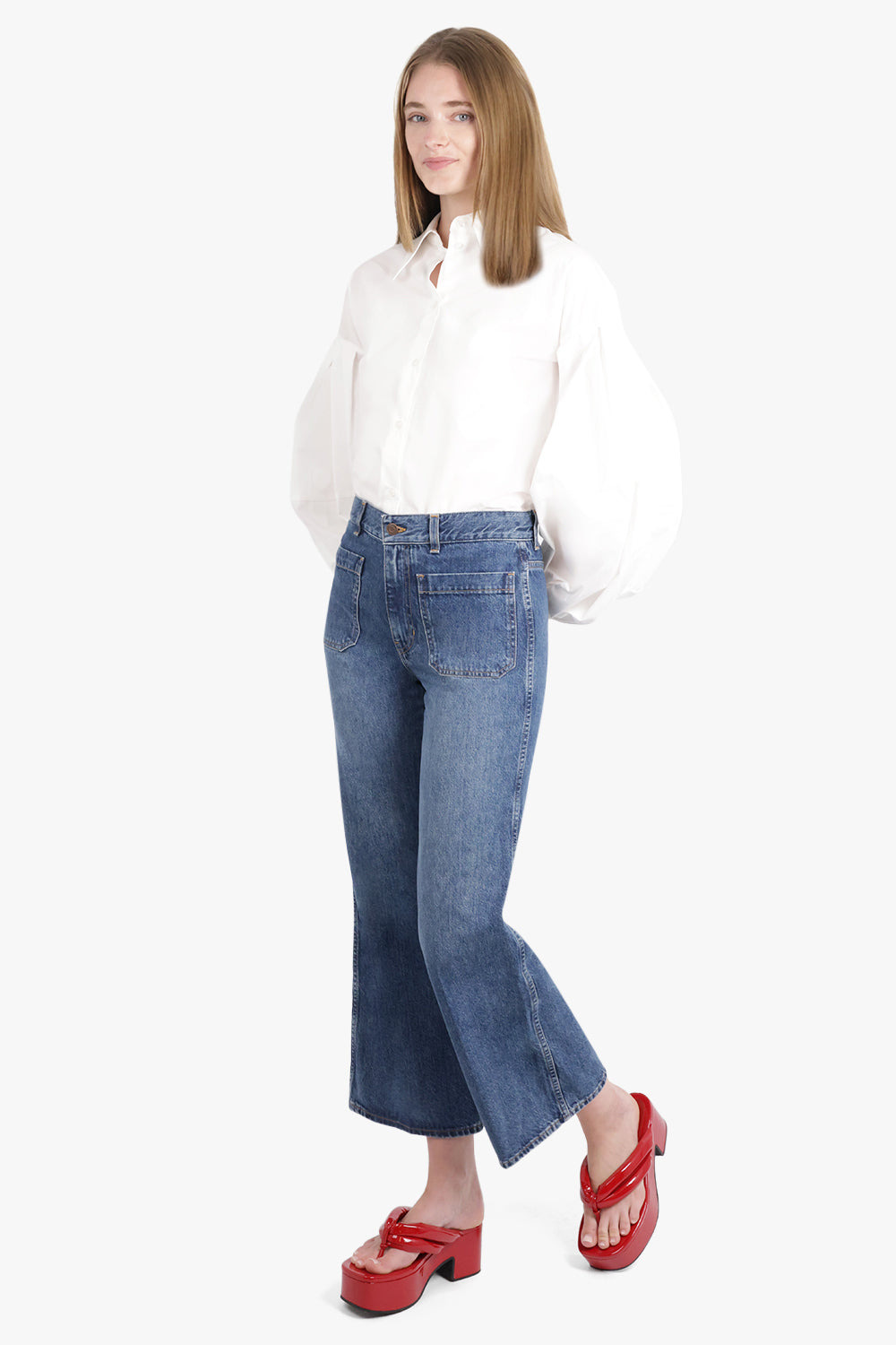 L/S SHIRT WITH BALLOON SLEEVES | WHITE - 4