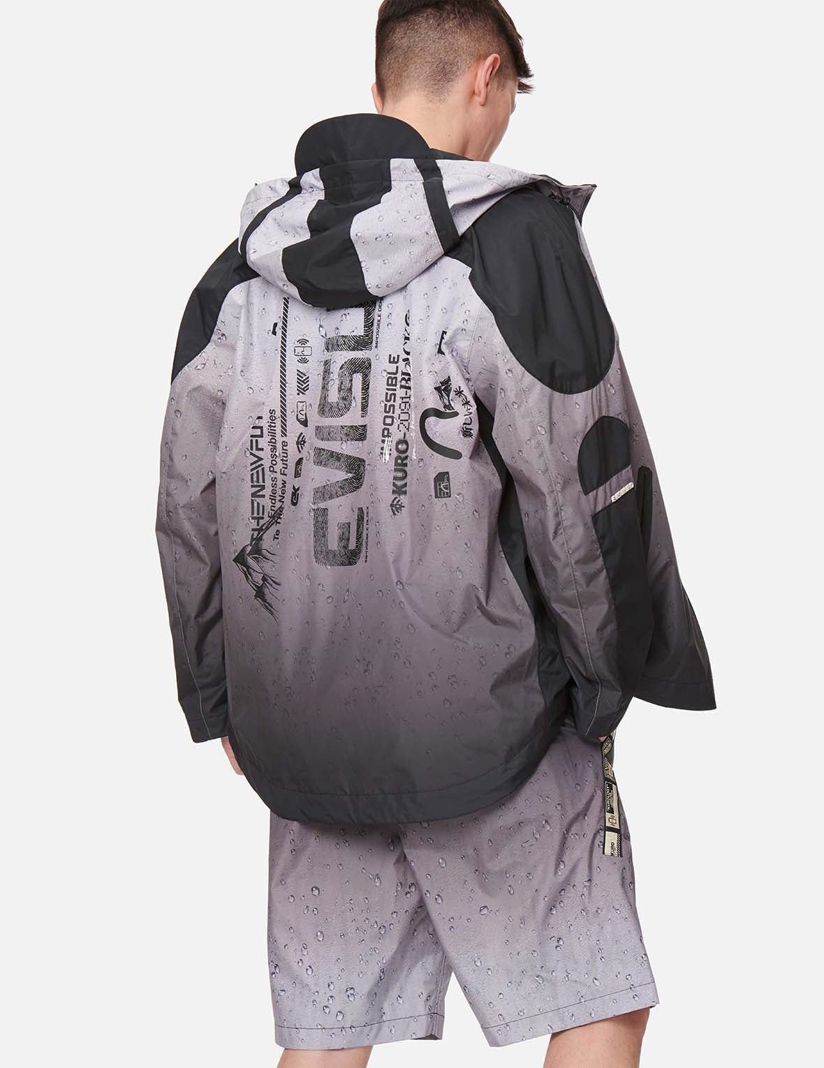 3D Raindrop Print Trail Windbreaker Jacket - 7