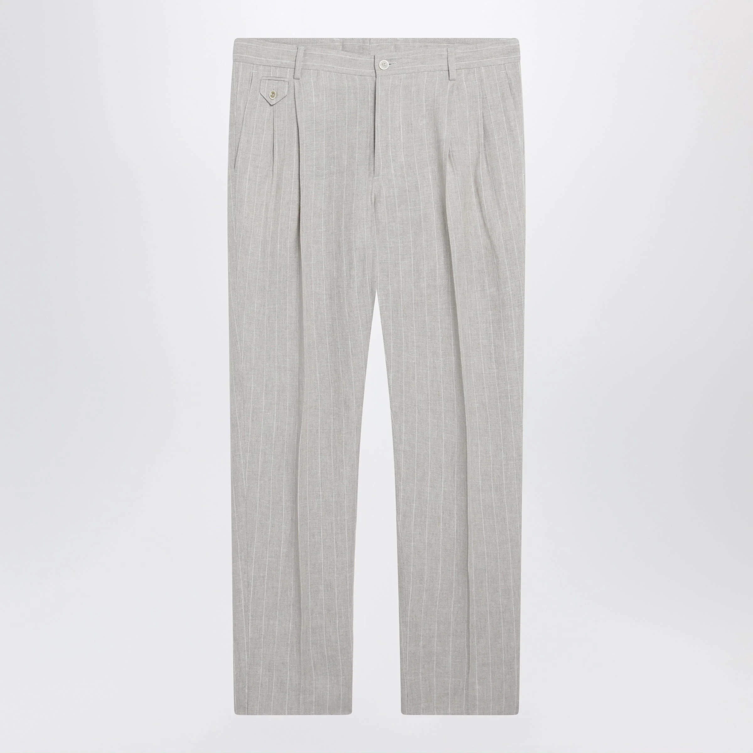 Pinstripe linen tailored trousers - 1