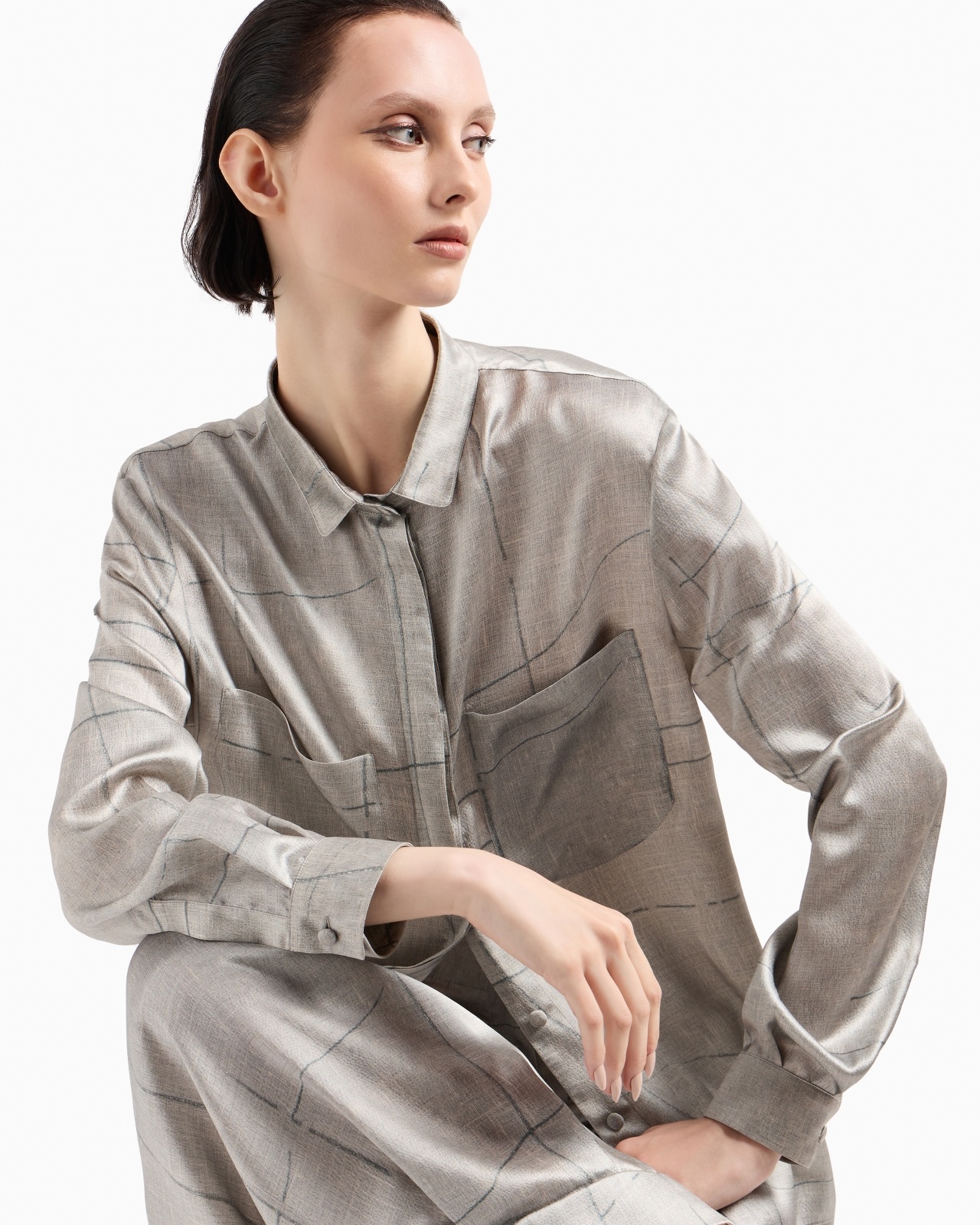 SHIRT IN PRINTED SILK SATIN - 6