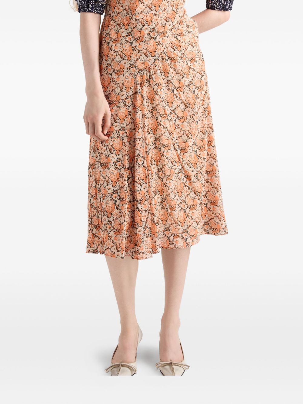 floral-print knit-trimmed midi dress - 5