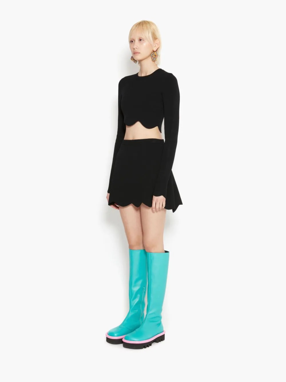 SCALLOPED HEM MINI SKIRT - 3