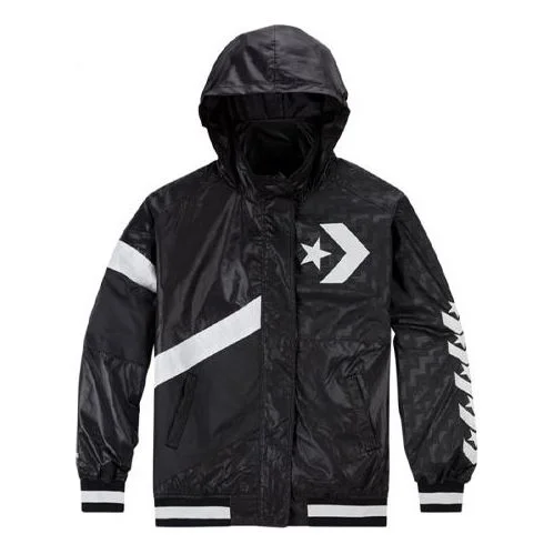 (WMNS) Converse Casual Sports Logo Hooded Jacket Black 10017653-A01 - 1