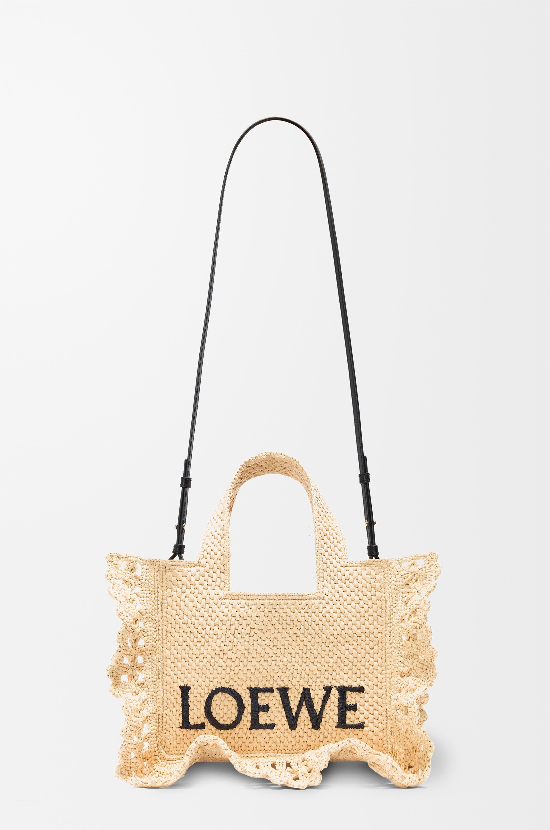 Small LOEWE Font tote in raffia - 7