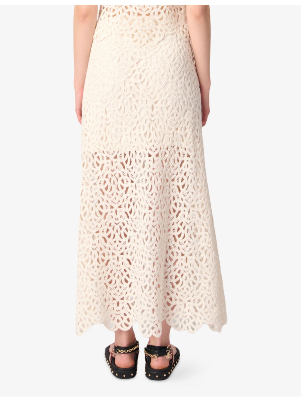 Circle-Embroidered Mid-Rise Knitted Midi Skirt - 4