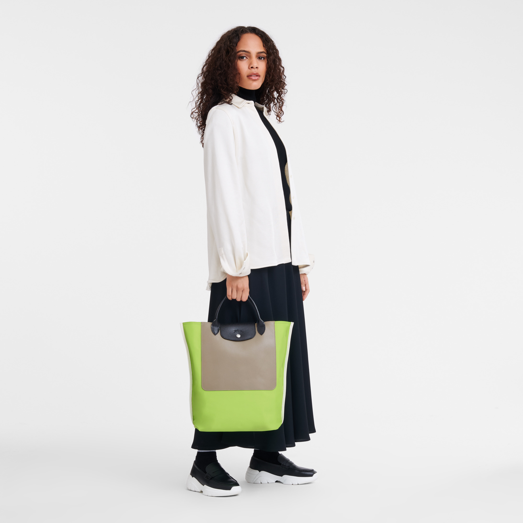Cabas Longchamp M Tote bag Green Light - Canvas - 2