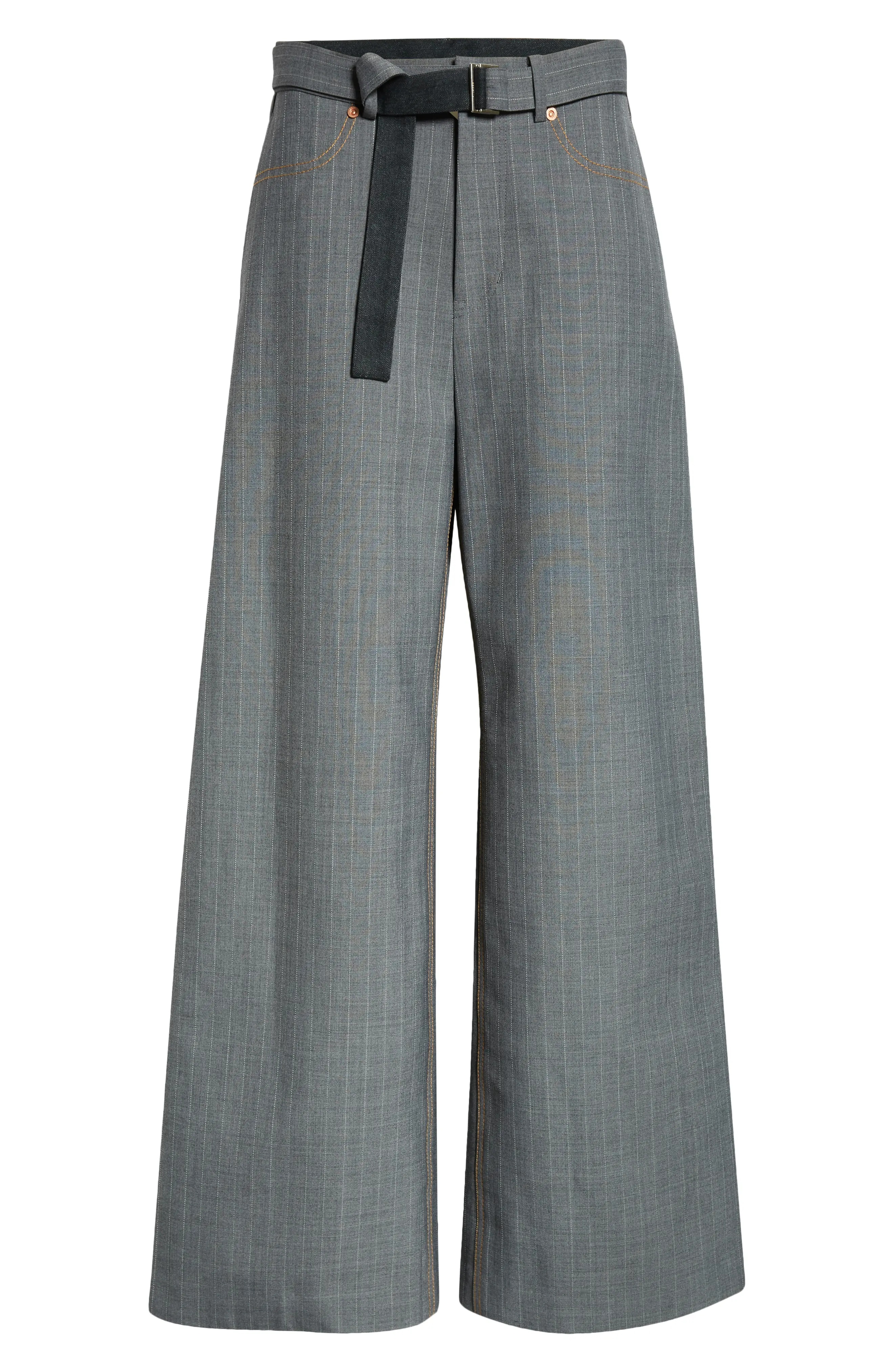 Pinstripe Belted Trousers - 5