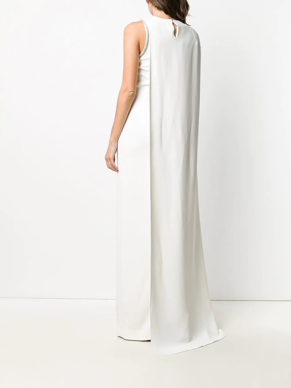 crystal embellished cape detail gown - 4