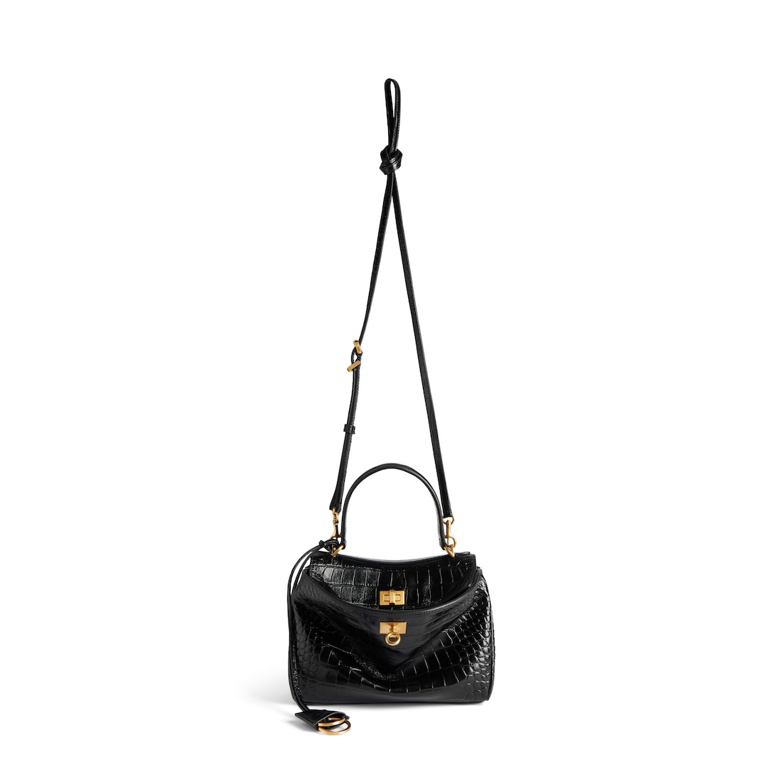 Women's Rodeo Mini Handbag Crocodile Embossed  in Black - 4