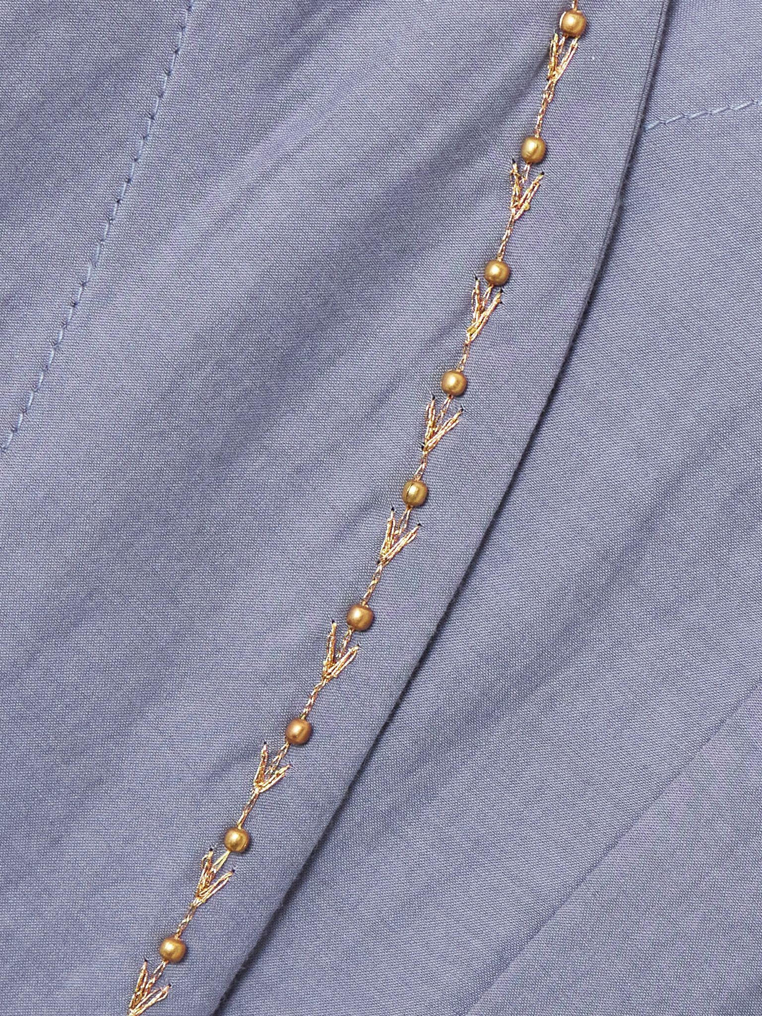 Embellished embroidered cotton and silk-blend maxi wrap dress Blue - 5