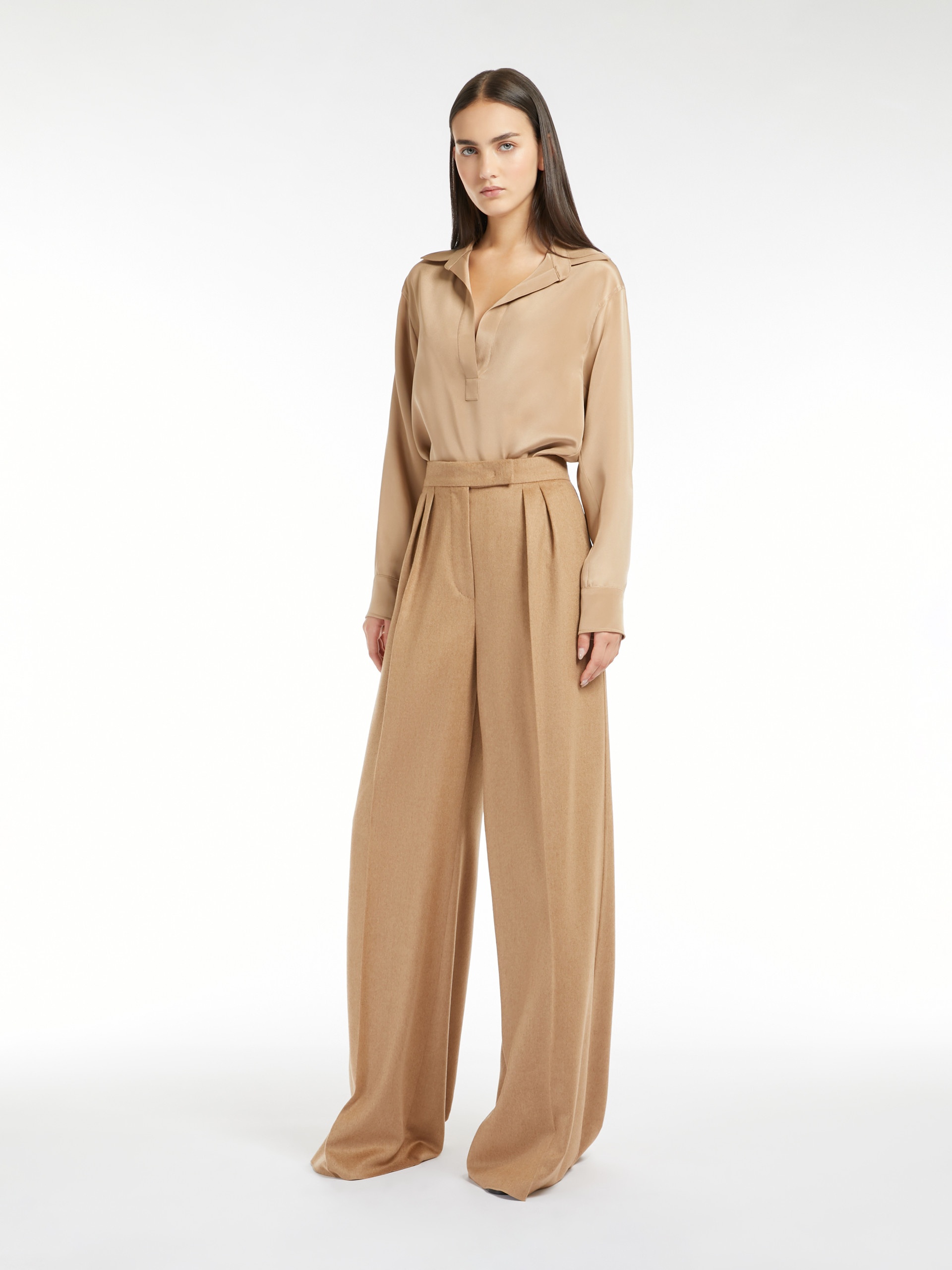 パンツ MAX MARA WOMEN Fagus Long Trousers Light Brown Max Mara Fagus Trousers | Brown | FARFETCH