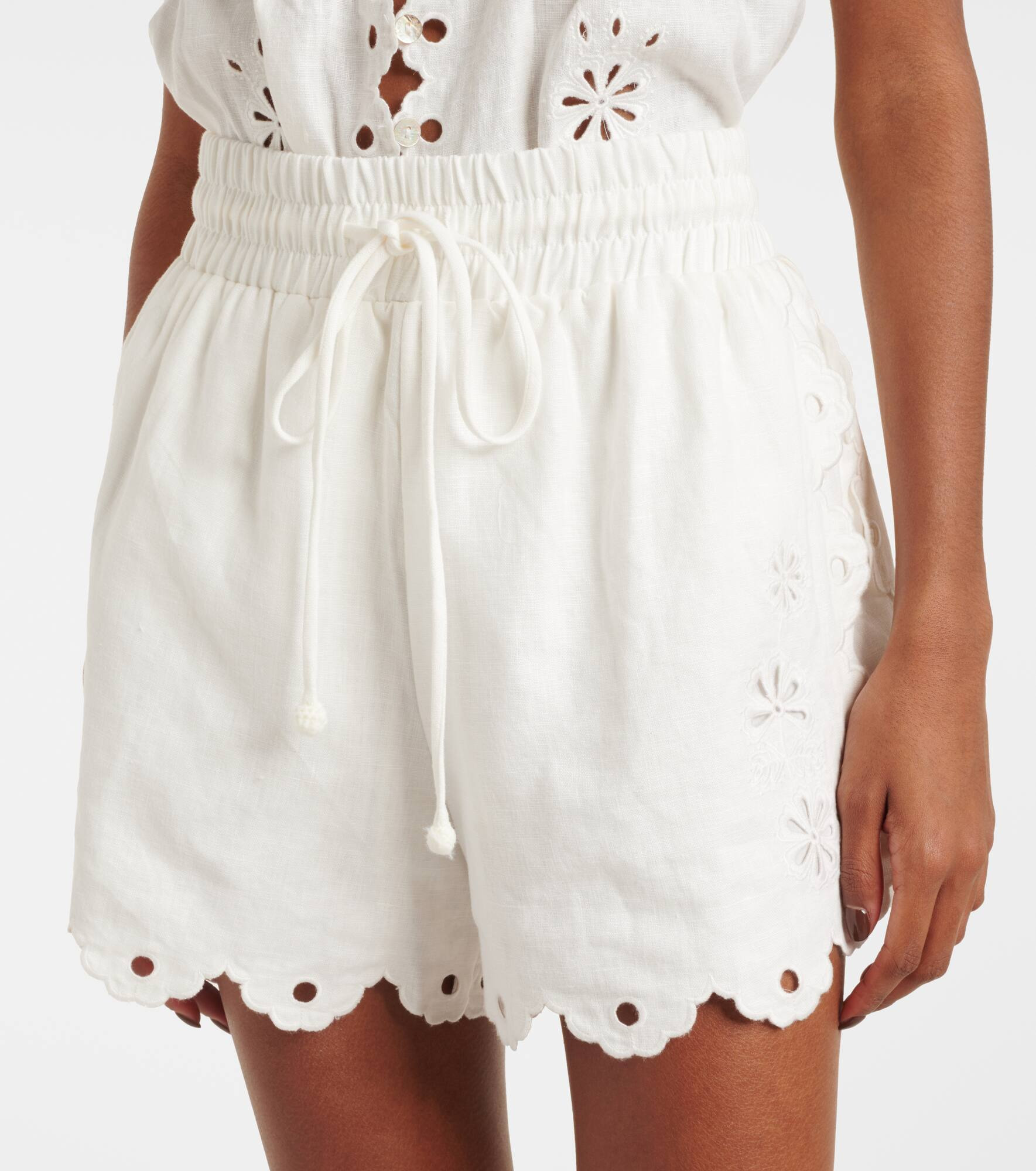 Embroidered linen shorts - 4