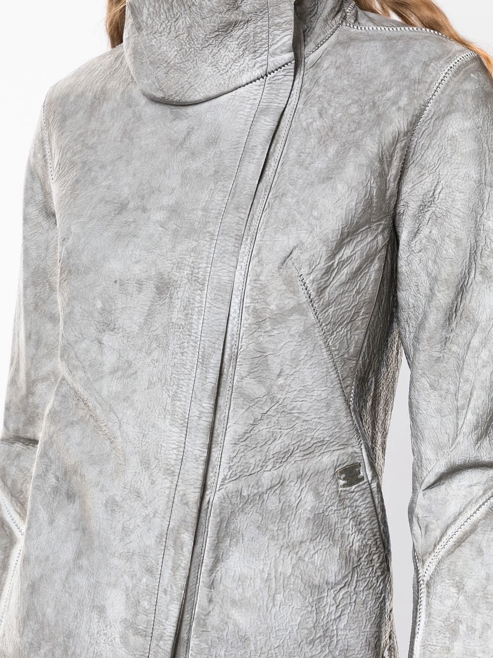 off-centre leather biker jacket - 5