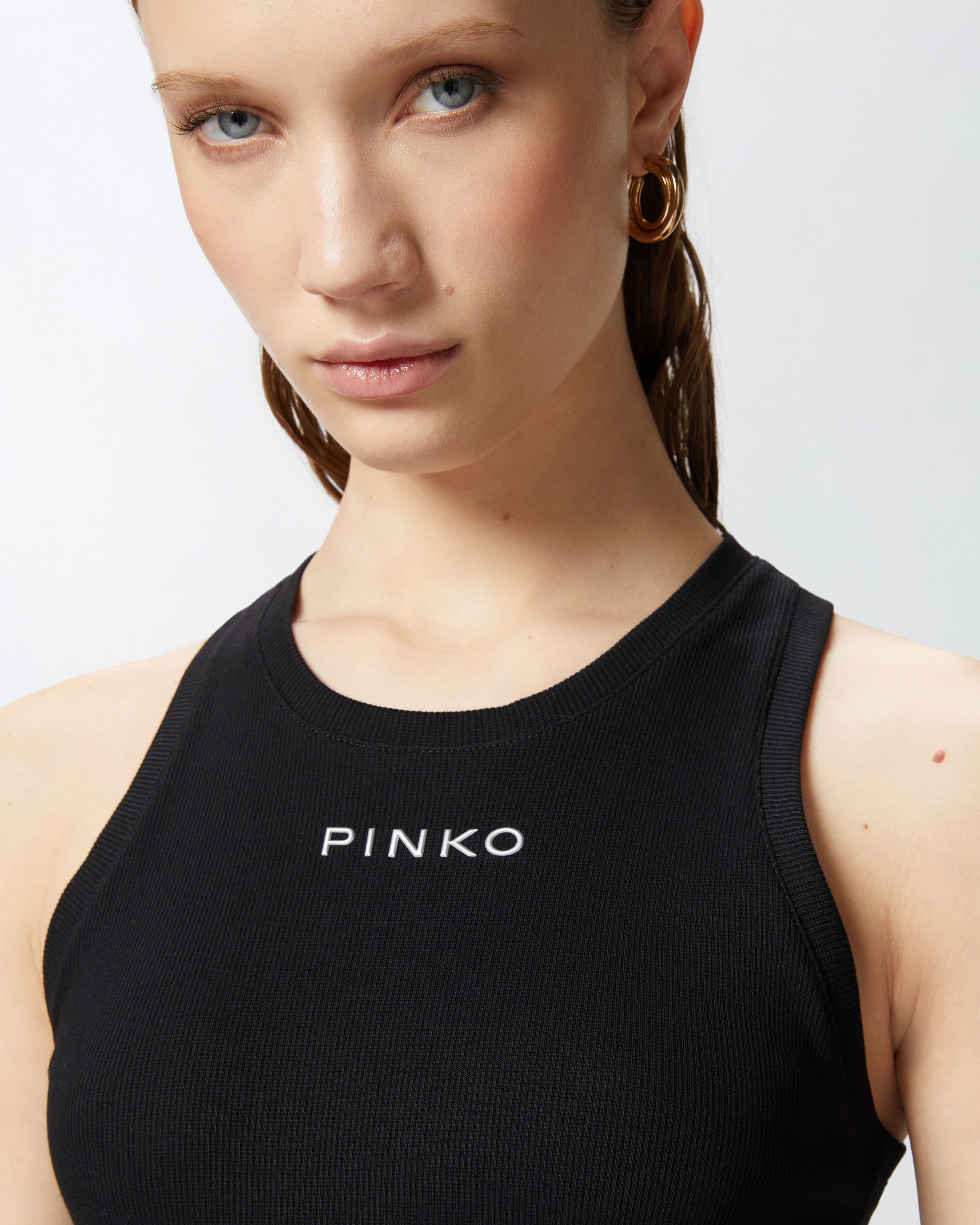 RIBBED KNIT TANK TOP WITH PINKO LOGO - 5