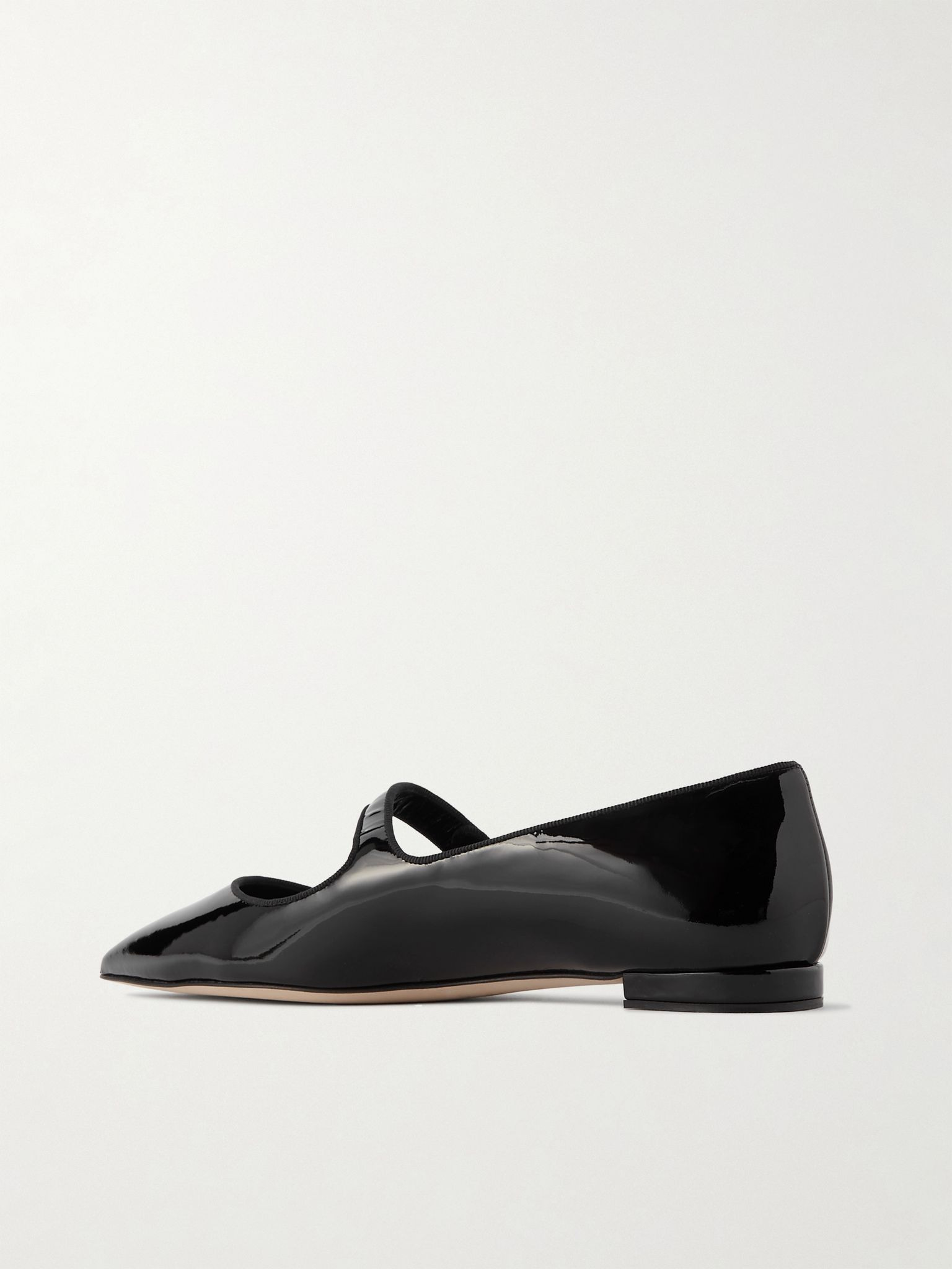 Campari grosgrain-trimmed patent-leather ballet flats Black - 3