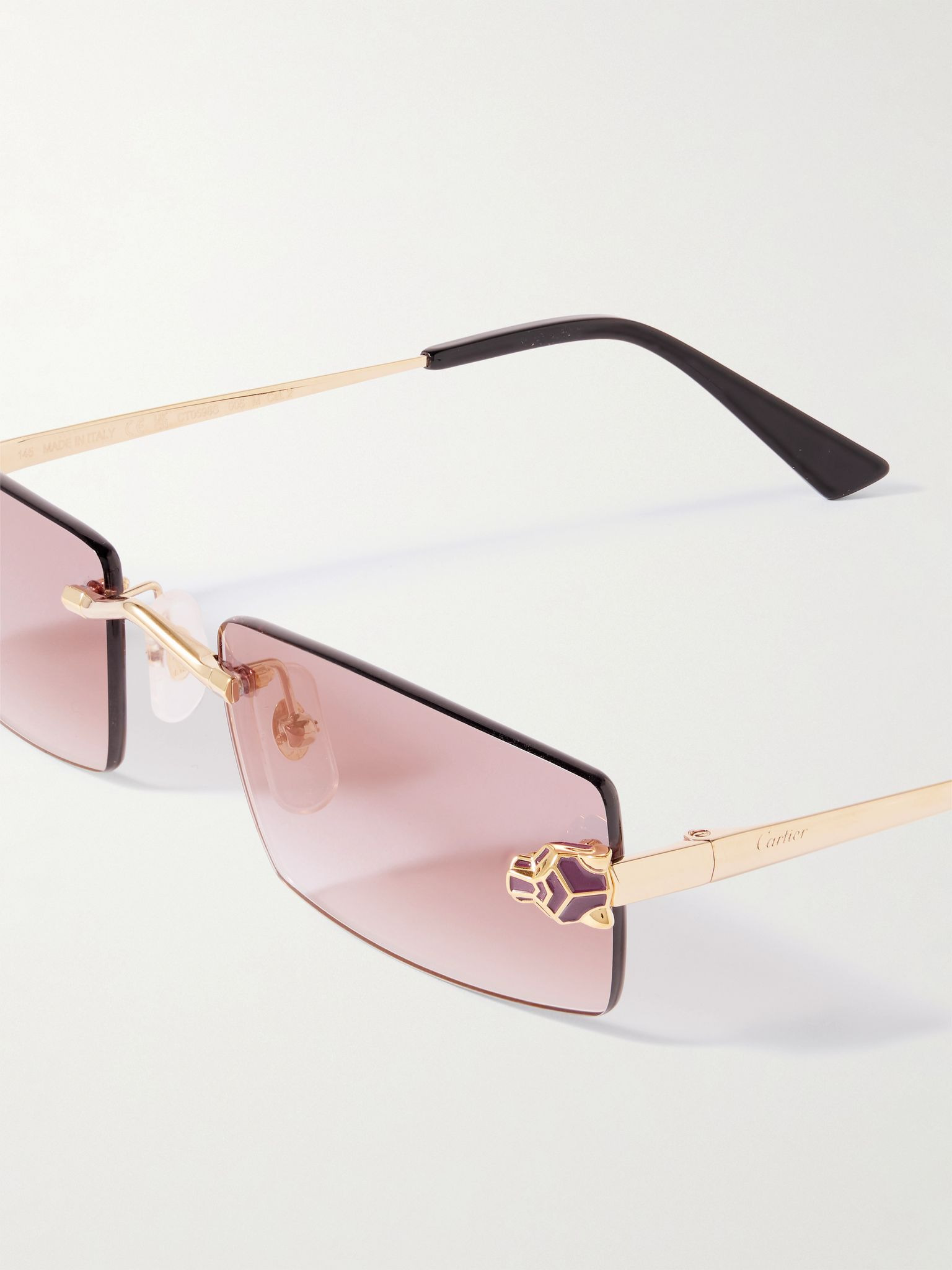 Panthère De Cartier Rimless Rectangular-Frame Gold-Tone Sunglasses Gold - 3